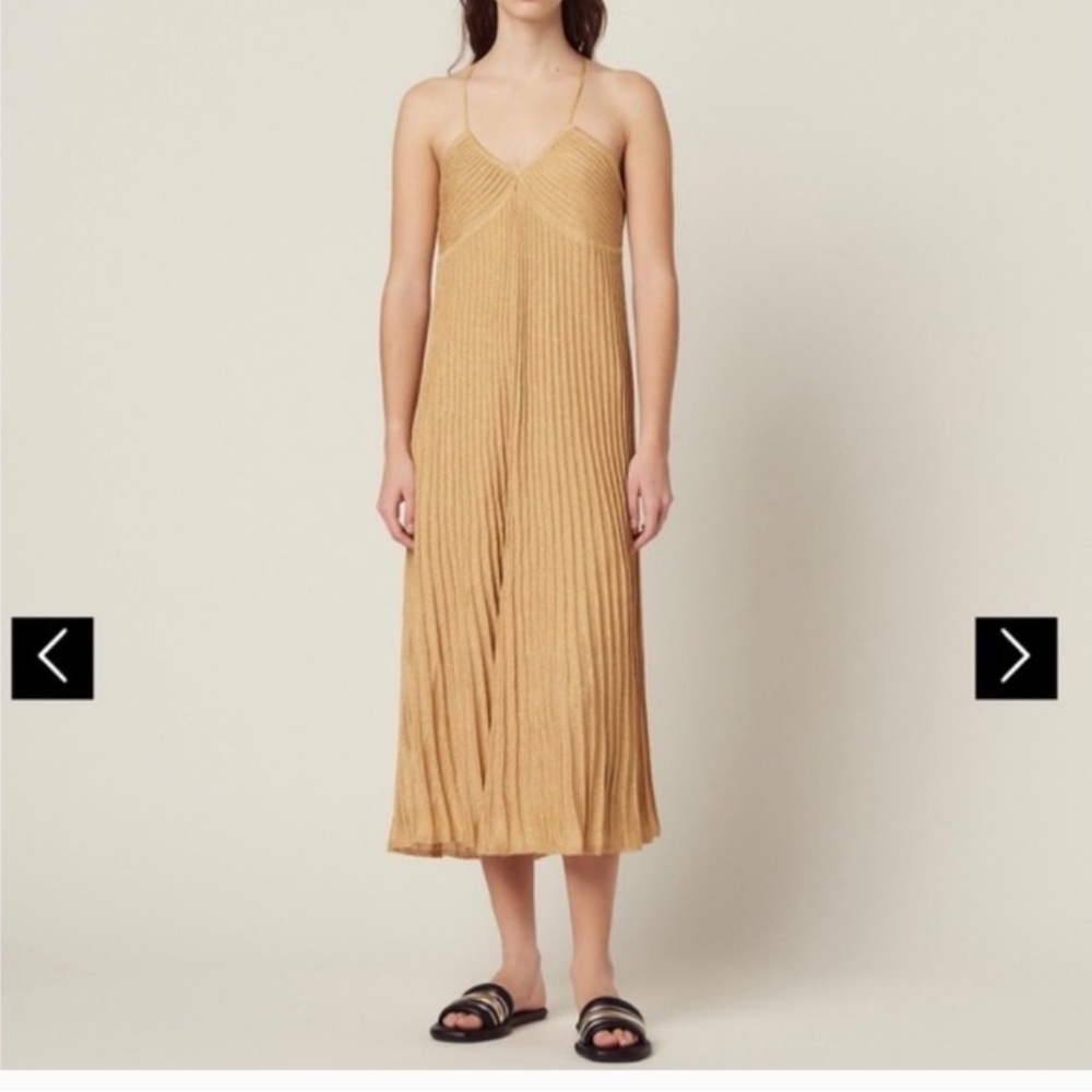 Gold halter neck Sandro midi dress